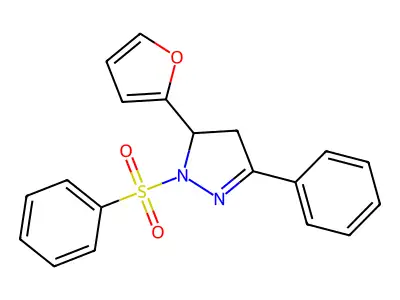 5-(2-furyl)-3-phenyl-1-(phenylsulfonyl)-4,5-dihydro-1H-pyrazole structure