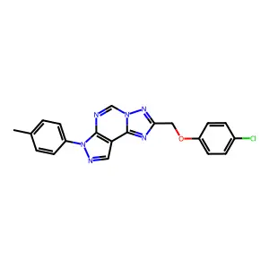 2-((4-chlorophenoxy)methyl)-7-(p-tolyl)-7H-pyrazolo[4,3-e][1,2,4]triazolo[1,5-c]pyrimidine structure