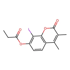 8-iodo-3,4-dimethyl-2-oxo-2H-chromen-7-yl propionate structure