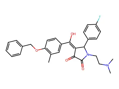 1-(2-dimethylaminoethyl)-5-(4-fluorophenyl)-4-[hydroxy-(3-methyl-4-phenylmethoxyphenyl)methylidene]pyrrolidine-2,3-dione structure