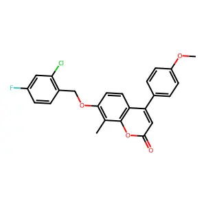 7-[(2-chloro-4-fluorobenzyl)oxy]-4-(4-methoxyphenyl)-8-methyl-2H-chromen-2-one structure