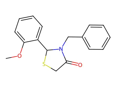 3-Benzyl-2-(2-methoxyphenyl)-1,3-thiazolidin-4-one structure