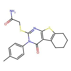 2-{[3-(4-methylphenyl)-4-oxo-3,4,5,6,7,8-hexahydro[1]benzothieno[2,3-d]pyrimidin-2-yl]sulfanyl}acetamide structure