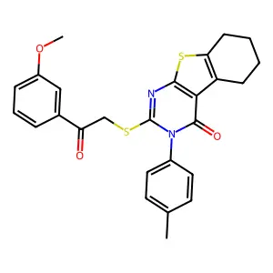 2-{[2-(3-methoxyphenyl)-2-oxoethyl]sulfanyl}-3-(4-methylphenyl)-5,6,7,8-tetrahydro[1]benzothieno[2,3-d]pyrimidin-4(3H)-one structure