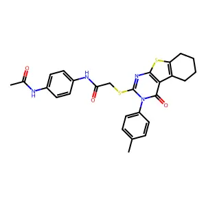 N-[4-(acetylamino)phenyl]-2-{[3-(4-methylphenyl)-4-oxo-3,4,5,6,7,8-hexahydro[1]benzothieno[2,3-d]pyrimidin-2-yl]sulfanyl}acetamide structure
