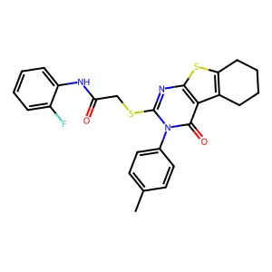 N-(2-fluorophenyl)-2-{[3-(4-methylphenyl)-4-oxo-3,4,5,6,7,8-hexahydro[1]benzothieno[2,3-d]pyrimidin-2-yl]sulfanyl}acetamide structure