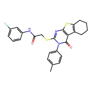 N-(3-fluorophenyl)-2-{[3-(4-methylphenyl)-4-oxo-3,4,5,6,7,8-hexahydro[1]benzothieno[2,3-d]pyrimidin-2-yl]sulfanyl}acetamide structure