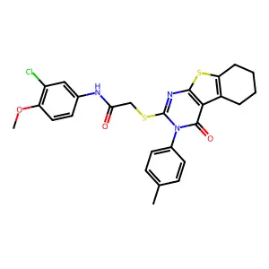 N-(3-chloro-4-methoxyphenyl)-2-{[3-(4-methylphenyl)-4-oxo-3,4,5,6,7,8-hexahydro[1]benzothieno[2,3-d]pyrimidin-2-yl]sulfanyl}acetamide structure
