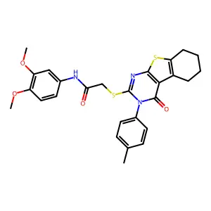 N-(3,4-dimethoxyphenyl)-2-{[3-(4-methylphenyl)-4-oxo-3,4,5,6,7,8-hexahydro[1]benzothieno[2,3-d]pyrimidin-2-yl]sulfanyl}acetamide structure