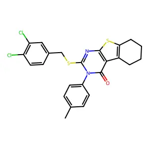 2-[(3,4-dichlorobenzyl)sulfanyl]-3-(4-methylphenyl)-5,6,7,8-tetrahydro[1]benzothieno[2,3-d]pyrimidin-4(3H)-one structure