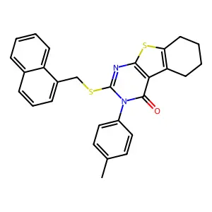 3-(4-methylphenyl)-2-[(naphthalen-1-ylmethyl)sulfanyl]-5,6,7,8-tetrahydro[1]benzothieno[2,3-d]pyrimidin-4(3H)-one structure