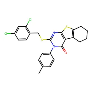 2-[(2,4-dichlorobenzyl)sulfanyl]-3-(4-methylphenyl)-5,6,7,8-tetrahydro[1]benzothieno[2,3-d]pyrimidin-4(3H)-one structure