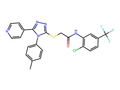 N-[2-chloro-5-(trifluoromethyl)phenyl]-2-{[4-(4-methylphenyl)-5-(pyridin-4-yl)-4H-1,2,4-triazol-3-yl]sulfanyl}acetamide structure