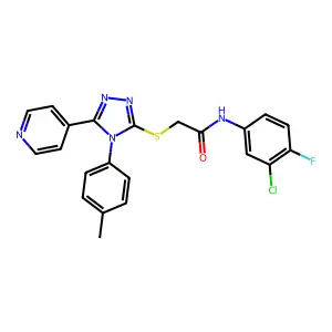 N-(3-chloro-4-fluorophenyl)-2-{[4-(4-methylphenyl)-5-(pyridin-4-yl)-4H-1,2,4-triazol-3-yl]sulfanyl}acetamide structure
