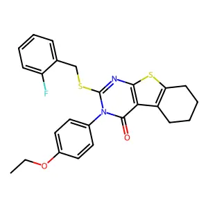3-(4-ethoxyphenyl)-2-[(2-fluorobenzyl)sulfanyl]-5,6,7,8-tetrahydro[1]benzothieno[2,3-d]pyrimidin-4(3H)-one structure