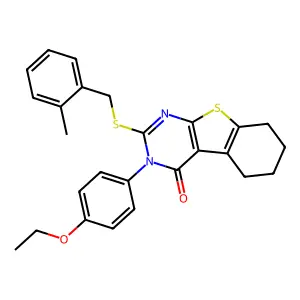 3-(4-ethoxyphenyl)-2-[(2-methylbenzyl)sulfanyl]-5,6,7,8-tetrahydro[1]benzothieno[2,3-d]pyrimidin-4(3H)-one structure