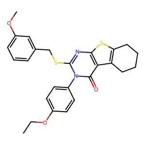 3-(4-ethoxyphenyl)-2-[(3-methoxybenzyl)sulfanyl]-5,6,7,8-tetrahydro[1]benzothieno[2,3-d]pyrimidin-4(3H)-one structure