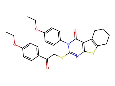 3-(4-ethoxyphenyl)-2-{[2-(4-ethoxyphenyl)-2-oxoethyl]sulfanyl}-5,6,7,8-tetrahydro[1]benzothieno[2,3-d]pyrimidin-4(3H)-one structure