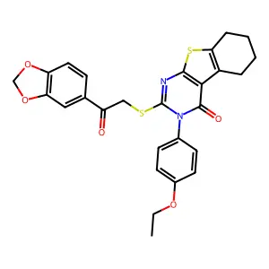 2-{[2-(1,3-benzodioxol-5-yl)-2-oxoethyl]sulfanyl}-3-(4-ethoxyphenyl)-5,6,7,8-tetrahydro[1]benzothieno[2,3-d]pyrimidin-4(3H)-one structure