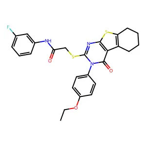 2-{[3-(4-ethoxyphenyl)-4-oxo-3,4,5,6,7,8-hexahydro[1]benzothieno[2,3-d]pyrimidin-2-yl]sulfanyl}-N-(3-fluorophenyl)acetamide structure