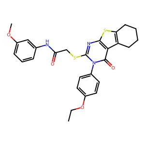 2-{[3-(4-ethoxyphenyl)-4-oxo-3,4,5,6,7,8-hexahydro[1]benzothieno[2,3-d]pyrimidin-2-yl]sulfanyl}-N-(3-methoxyphenyl)acetamide structure