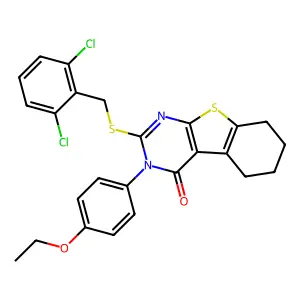 2-[(2,6-dichlorobenzyl)sulfanyl]-3-(4-ethoxyphenyl)-5,6,7,8-tetrahydro[1]benzothieno[2,3-d]pyrimidin-4(3H)-one structure