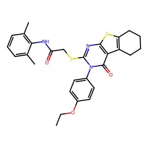 N-(2,6-dimethylphenyl)-2-{[3-(4-ethoxyphenyl)-4-oxo-3,4,5,6,7,8-hexahydro[1]benzothieno[2,3-d]pyrimidin-2-yl]sulfanyl}acetamide structure