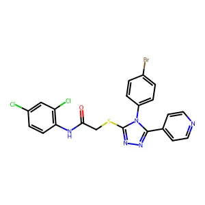 2-{[4-(4-bromophenyl)-5-(pyridin-4-yl)-4H-1,2,4-triazol-3-yl]sulfanyl}-N-(2,4-dichlorophenyl)acetamide structure