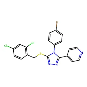 4-{4-(4-bromophenyl)-5-[(2,4-dichlorobenzyl)sulfanyl]-4H-1,2,4-triazol-3-yl}pyridine structure
