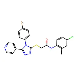 2-{[4-(4-bromophenyl)-5-(pyridin-4-yl)-4H-1,2,4-triazol-3-yl]sulfanyl}-N-(4-chloro-2-methylphenyl)acetamide structure