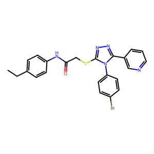 2-{[4-(4-bromophenyl)-5-(pyridin-3-yl)-4H-1,2,4-triazol-3-yl]sulfanyl}-N-(4-ethylphenyl)acetamide structure