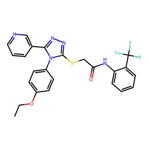 2-{[4-(4-ethoxyphenyl)-5-(pyridin-3-yl)-4H-1,2,4-triazol-3-yl]sulfanyl}-N-[2-(trifluoromethyl)phenyl]acetamide structure