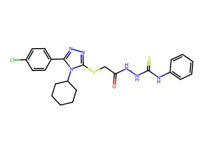 2-({[5-(4-chlorophenyl)-4-cyclohexyl-4H-1,2,4-triazol-3-yl]sulfanyl}acetyl)-N-phenylhydrazinecarbothioamide structure