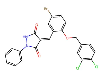 4-{5-bromo-2-[(3,4-dichlorobenzyl)oxy]benzylidene}-1-phenyl-3,5-pyrazolidinedione structure