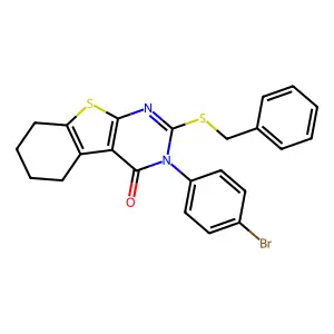 2-(benzylsulfanyl)-3-(4-bromophenyl)-5,6,7,8-tetrahydro[1]benzothieno[2,3-d]pyrimidin-4(3H)-one structure