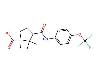 1,2,2-trimethyl-3-[[4-(trifluoromethoxy)phenyl]carbamoyl]cyclopentane-1-carboxylic Acid structure