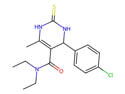 4-(4-chlorophenyl)-N,N-diethyl-6-methyl-2-thioxo-1,2,3,4-tetrahydropyrimidine-5-carboxamide structure