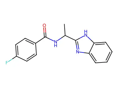 N-(1-(1H-benzimidazol-2-yl)ethyl)-4-fluorobenzamide structure