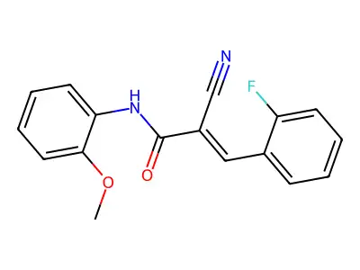 (E)-2-cyano-3-(2-fluorophenyl)-N-(2-methoxyphenyl)prop-2-enamide structure