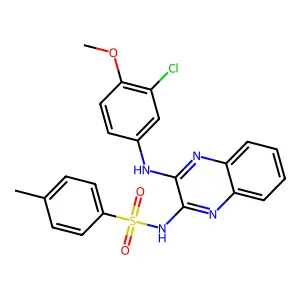 N-[3-(3-chloro-4-methoxyanilino)-2-quinoxalinyl]-4-methylbenzenesulfonamide structure