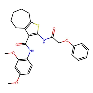 N-(2,4-dimethoxyphenyl)-2-[(phenoxyacetyl)amino]-5,6,7,8-tetrahydro-4H-cyclohepta[b]thiophene-3-carboxamide structure