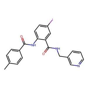 5-iodo-2-[(4-methylbenzoyl)amino]-N-(pyridin-3-ylmethyl)benzamide structure