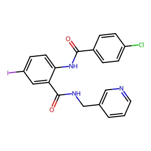 2-[(4-chlorobenzoyl)amino]-5-iodo-N-(pyridin-3-ylmethyl)benzamide structure