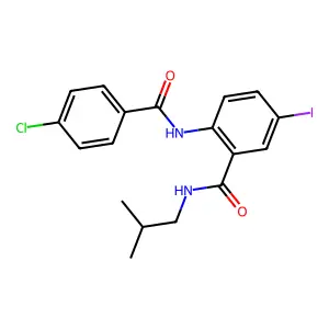 2-[(4-chlorobenzoyl)amino]-5-iodo-N-(2-methylpropyl)benzamide structure