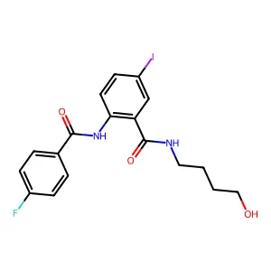 2-[(4-fluorobenzoyl)amino]-N-(4-hydroxybutyl)-5-iodobenzamide structure
