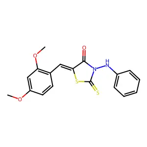 (5Z)-5-(2,4-dimethoxybenzylidene)-3-(phenylamino)-2-thioxo-1,3-thiazolidin-4-one structure