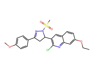 2-chloro-7-ethoxy-3-(3-(4-methoxyphenyl)-1-(methylsulfonyl)-4,5-dihydro-1H-pyrazol-5-yl)quinoline structure