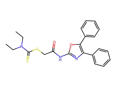 [2-[(4,5-diphenyl-1,3-oxazol-2-yl)amino]-2-oxoethyl] N,N-diethylcarbamodithioate structure