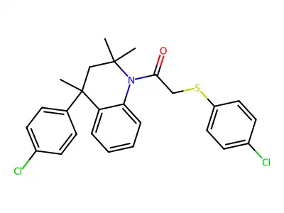 2-[(4-chlorophenyl)sulfanyl]-1-[4-(4-chlorophenyl)-2,2,4-trimethyl-3,4-dihydroquinolin-1(2H)-yl]ethanone structure