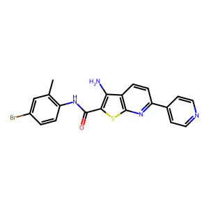 3-amino-N-(4-bromo-2-methylphenyl)-6-pyridin-4-ylthieno[2,3-b]pyridine-2-carboxamide structure
